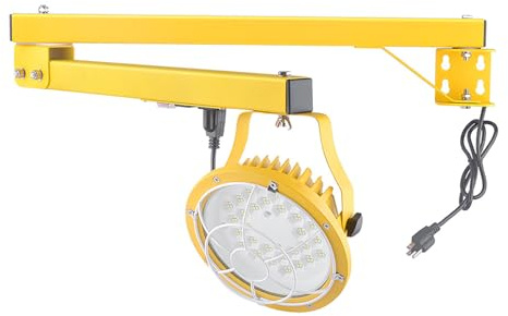 LBMED Foco Trabajo con Brazo Plegable,Luces LED para Muelles Carga con Interfaces Adicionales, Ángulo Haz Ajustable,3300 Iluminancia, Amplio Rango Irradiación, Luz Suave Sin Dispersión