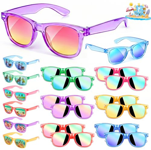 GIFTINBOX Party Favors Kids Sunglasses - Sunglasses Bulk for Kid Age 3-8, Neon Glasses with UV 400 Protection for Boys Girls, Goodie Bags Stuffers for Birthday Classroom Graduation Gifts - 12 Packs