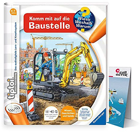 Ravensburger tiptoi ® Buch - Komm mit auf die Baustelle + Kinder Weltkarte - Länder, Tiere, Kontinente