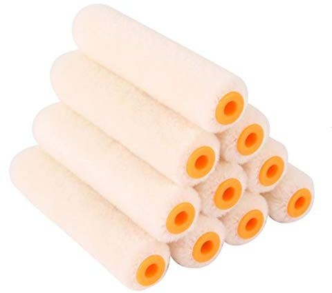 TIJAR Lot de 10 mini rouleaux de peinture en mohair haute performance 100 mm Idéal pour vernis, finition brillante et satinée