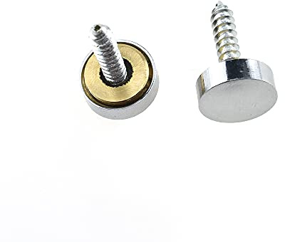 Hahiyo 12mm Diameter Mirror Screws Brushed Stainless Steel Solid Easy Install Brass Washer Decorative Caps Fasteners Nails Silver 20 Pairs for Bathroom Mirrors Panels Kitchen Ceiling Arts Crafts