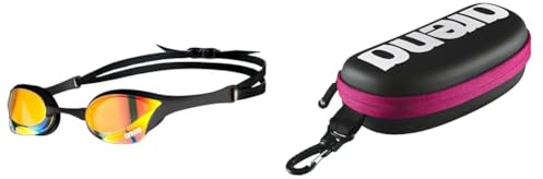 ARENA Damen Cobra Ultra Swipe Mr - Yell Schwimmbrille, Yellow Copper-Black, Einheitsgröße & Swim Brillenetui, Hartschale Schwarz