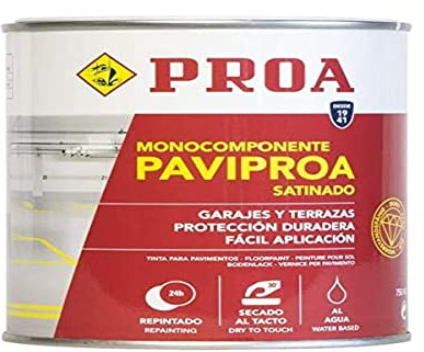 Pintura monocomponente para suelos y garajes al agua. Amarillo RAL 1023. 750 ML. Exterior-interior. PAVIPROA.