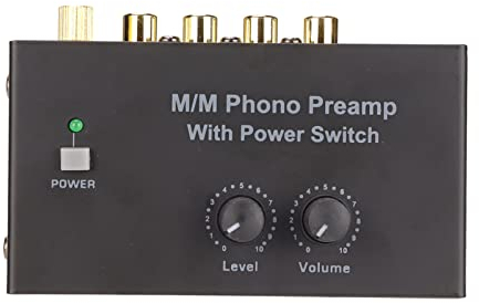 PUSOKEI Préampli pour Platine Vinyle Phono, Mini Préamplificateur Audio Stéréo électronique avec Entrée , Sortie et Faible Bruit, Préampli Phono avec Adaptateur 12 Volts CC