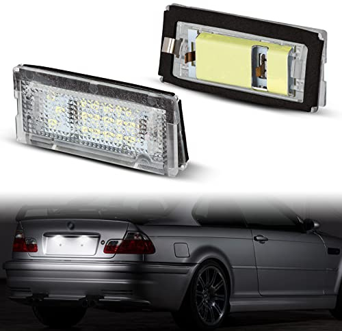 POPMOTORZ LED-registreringsskyltbelysning, 2 st registreringsskyltbelysning för BM-W E46 4D Sedan 1998–2007 E46 5D Touring 1998–2005 med Canbus felfri 2835 SMD