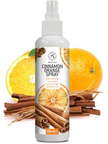 Aroma Spray Cannelle-Orange 250ml - Huile Essentielle de Cannelle et d'Orange - Brume d'Ambiance Parfumée - Parfum de Noël et de Linge - Spray d'Intérieur