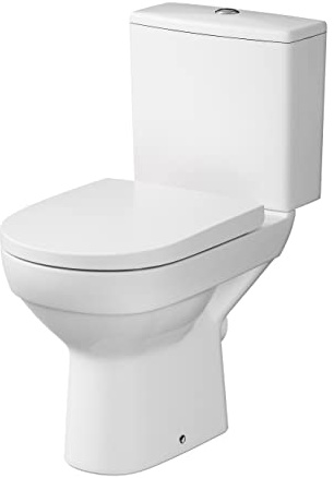 CERSANIT WC sur pied avec réservoir de chasse complet - Toilettes avec siège de toilette en Duroplast avec système d'abaissement automatique - Cuvette avec écoulement horizontal - Largeur : 36,5 cm -