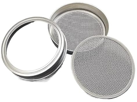 2Pcs Sprouting Lids Seed Sprouter Stainless Steel Sprouting Jar Lids Stands Germinator Mesh Filter for Mason Jars Canning Jars for Making Seed Sprouts, Alfalfa Bean (70 mm)