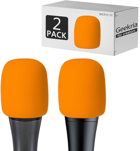 Geekria Creators - Parabrezza in schiuma compatibile con microfono Sennheiser E 935, E 945, E 835, E 845-S, protezione antivento per microfono, filtro in spugna (arancione, confezione da 2)