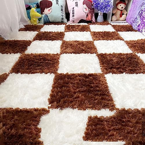 Plüsch-Puzzle-Schaumstoffmatte, Schaumstoff-Puzzle-Teppiche, Matten, Heimdekoration, 30,5 x 30,5 cm, schneidbar, quadratisch, ineinandergreifende, rutschfeste Bodenschutzmatte, Spielteppich