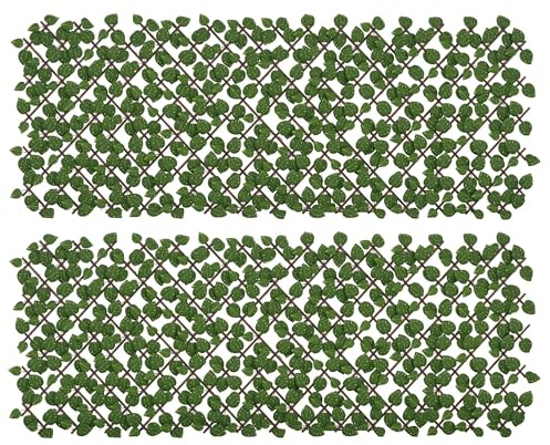 Outsunny 2 Setos Artificiales en Rollo 2x1 m Cada Pieza Seto Artificial Ocultación Jardín de Seda Extensible con Protección UV Decoración para Terraza Patio Aire Libre Verde