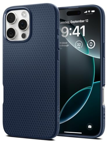 Spigen für iPhone 16 Pro Hülle [rutschfest] Liquid Air Case Handyhülle Schutzhülle Cover Dünn Slim -Navy Blue