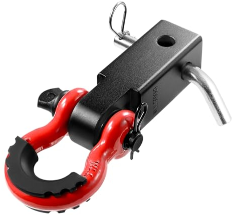 VEVOR Ricevitore per Gancio di Traino, Adatto per Ricevitori 50 mm Resistenza alla Rottura di 20 T, Grillo ad Anello a D con Perno Bloccaggio Gancio Traino, Gancio per Carichi Pesanti Recupero