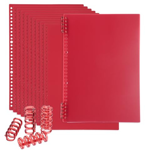 PATIKIL 12 Pack Cubiertas de Encuadernación, A4 (11.8X8.5 Pulgadas) 22 Mil Cubiertas de Plástico para Cuadernos con Peine de Encuadernación para Presentación de Informes, Rojo