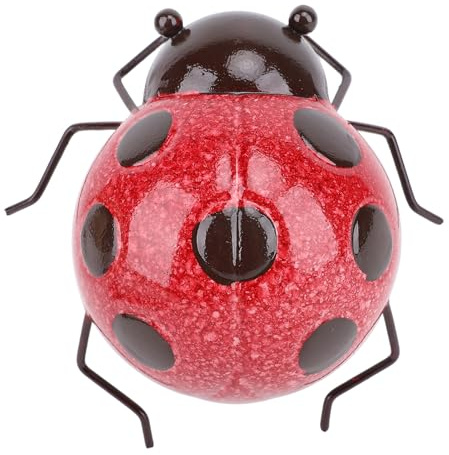Fockety en Métal, Décorations de Clôture de Coccinelles Mignonnes de 3,9 Pouces, Art Mural Extérieur, Coccinelles à Suspendre pour Jardin, Cour, Porche, Maison, Patio, (Rouge)