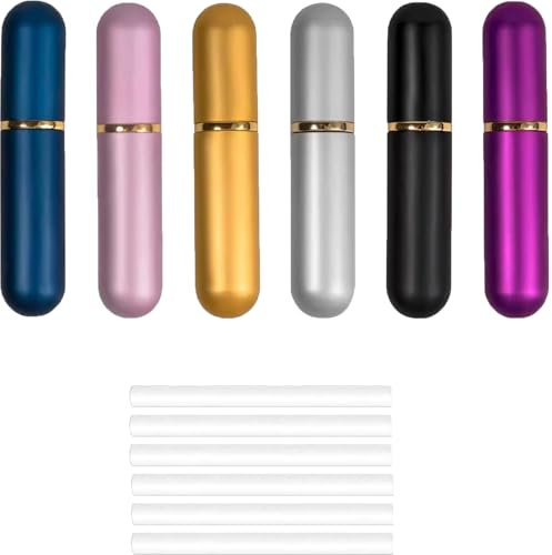 AMSNINK Inhalierstift - 6 Stück Tragbare Riechstifte für Ätherische Öle, Aromatherapie mit Baumwolldochten, Ideal für Unterwegs und Zuhause