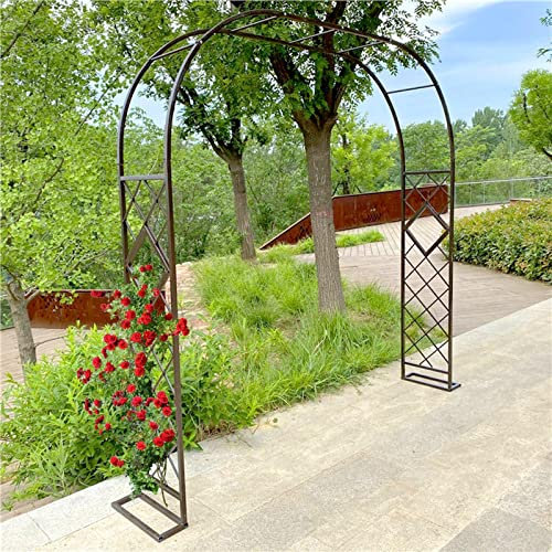 Arco de rosas de metal para plantas trepadoras de 180 cm, 200 cm, 220 cm, 260 cm, 380 cm de ancho, arco de boda con base, color natural, ideal para rosas