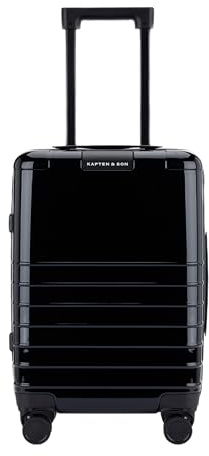 Kapten & Son Koffer Heathrow Essential Cabin All Black 34 L | Handgepäck Koffer 55 x 35 x 22 cm Schwarz | Hartschalenkoffer mit 360 Grad Rollen & TSA Gepäckschloss | Carry On Luggage