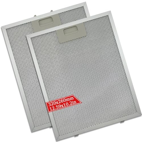 2 Pack Cooker Hood Filter【320x260mm 】5-Layer Aluminum Universal Hood Grease Filters Kitchen Extractor Fan Filter Vent Filter for Many Brands Cooker Hoods