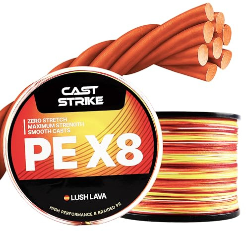 CASTSTRIKE Braided Fishing Line Zero Stretch Smooth Casting High Strength and Abrasion Resistant Super Braid for Saltwater Freshwater Bass Catfish Trout Carp Fishing 100 Percent PE x8 Strand