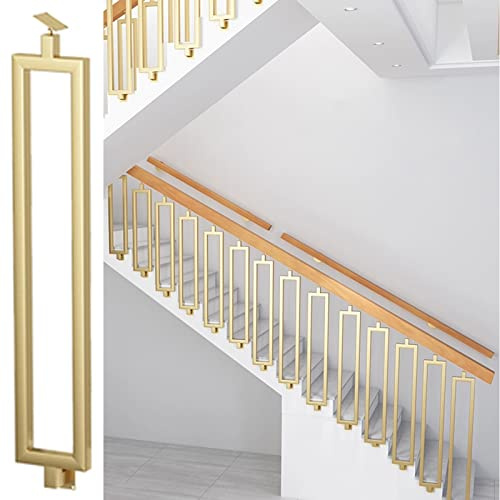 Balaustre in metallo per scale rettangolare cavo semplice montaggio laterale regolabile per uso interno ed esterno (colore: oro materiale: acciaio)
