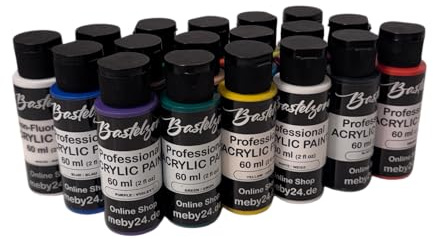 Craftzone Premium akrylfärger set – högpigmenterade, ljusa och ogenomskinliga konstnärfärger – perfekt för duk, trä, sten, papper och pouring (12 färger + 6 neon)