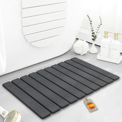 RM Pro® Alfombra Diatomita Baño, 60x40cm, Plegable, Piedra Natural Tierra de Diatomeas Antideslizante, Secado Rápido, Ultra Absorbente, Antibacteriana, Alfombrilla de Ducha para Baño, Casa y Cocina.