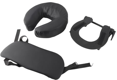 Lit de beauté Appui-tête Berceau réglable en forme de U Table de massage Oreiller pour salon de beauté Massage Spa Cuir PU noir Éponge à rebond élevé 28 x 26 x 6,5 cm