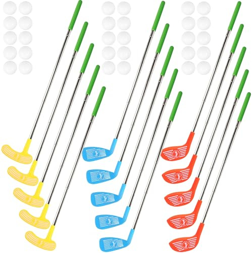 Spaluck 45 Pcs Plastic Golf Set for Kids with 15 Golf Clubs and 30 Balls for Indoor and Outdoor Play Ideal for Toddlers Birthday, 3 Colors