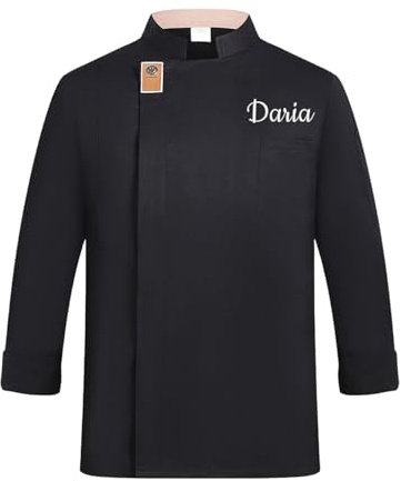 Veste de Cuisine Homme Personnalisé avec Nom Brodé Blouse Cuisine Femme Vestes de Chef, Respirant, Confortable