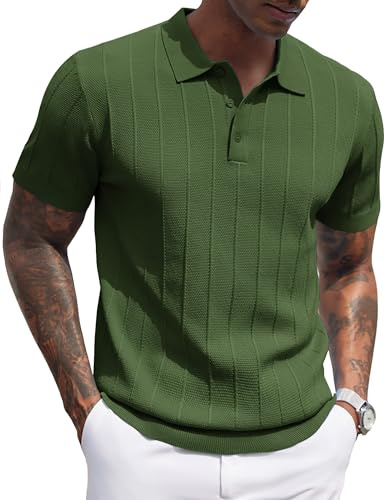 COOFANDY Camisas Polo Hombre Manga Corta Verano Casual Vacaciones Botones Tejido Elástico Golf