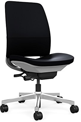 Steelcase Amia Task Chair: Platinum Frame/Polished Aluminum Base - Armless - Hard Floor Casters