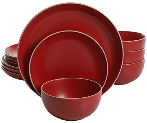 Gibson Home, set di stoviglie da 12 pezzi Rockaway, rosso