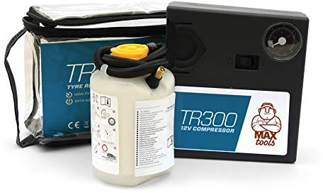 Maxtools TR300, Automatisches Reifenreparaturset für SUVs und Geländewagen, repariert alle Reifenpannen, inkl. leistungsstarkem 12-Volt-Luftkompressor