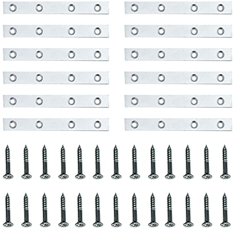 Confezione da 30 piastre di fissaggio piatte, dritte e piatte, in , con 120 viti, ideali per l'uso come supporti o per riparazioni, rammendo, giunzioni di mobili e progetti fai da te