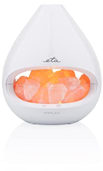 ETA Himalaia Difusor de Aromas Ultrasónico I Tanque 160 ml I Humidificador I Ionización Natural gracias a los cristales de sal del Himalaya Blanco