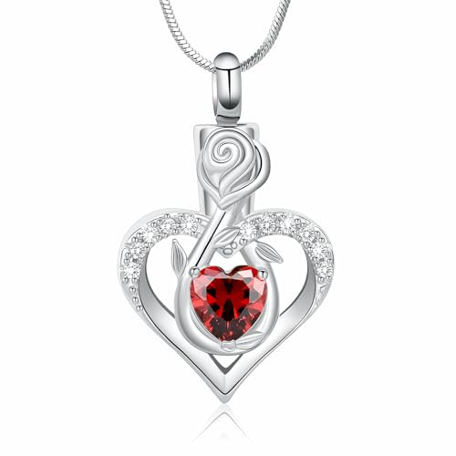 Minicremation Collana con urna a forma di cuore per cremazione, da donna, infinitamente, gioiello per cremazione, medaglione con cristalli e ciondolo commemorativo, one size, Acciaio inossidabile