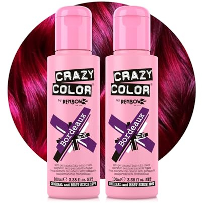 Crazy Color Vibrant Bordeaux Duo Coloration semi-permanente pour cheveux Formule végétalienne hautement pigmentée Sans javel ni ammoniaque 200 ml