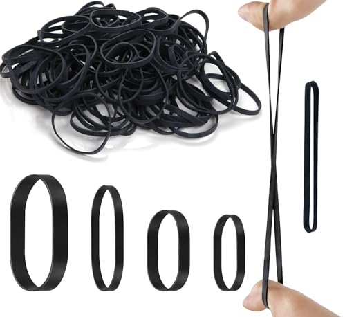 Mordraoe 80 Stücke Große Gummibänder: 4 Größen Schwarz von taktischen Gummibändern, Extra Breite und Dicke Gummibänder, Witterungsbeständige Gummibänder für Camping Survival Robuste Bürobedarf