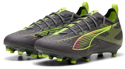 Puma Ultra 5 PRO FG/AG JR - Scarpe da Calcio Unisex, Matte Aged Silver-Yellow Alert-Sun Struck,