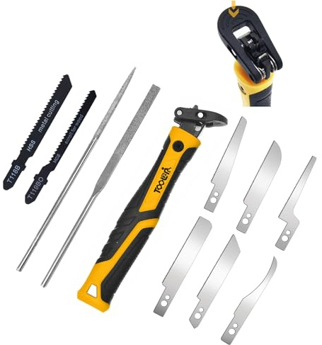 TOOLAN: 10-In-1 Model Craft Hand Saw & File Set. DIY Mini Razor Saw&File Kit for Handcrafted, Modeling, Plastic, and Other Fine Cutting, Reliable Blade Quick Change Mechanism