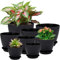 Kunststoff Blumentöpfe Set, 8 Stück Blumentopf Mit Loch, Rund Untersetzer, Klein Töpfe Kakteen, Kräutertopf Set, Pflanzkübel Ideal Für Büro,Balkon,Garten,Sukkulenten,Kaktus-Schwarz