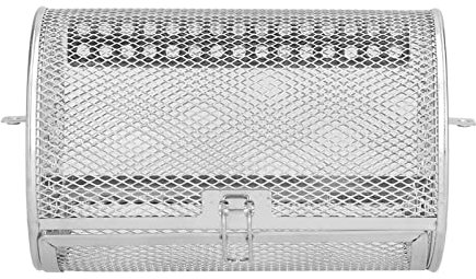 QANYEGN Cesta de freidora giratoria de 360 ​​grados, tambor asador de parrilla asadora, cesta para hornear de acero inoxidable para horno eléctrico de cocina (12x12x18cm)