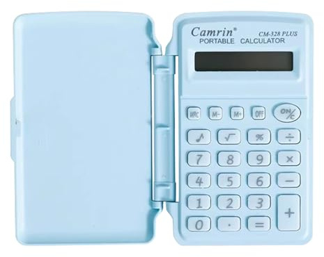Mini Calculators With Lid, Small Pocket Calculator Basic Calculator, Students Desktop Calculators, with Button Battery, for Home Office School (Blue)