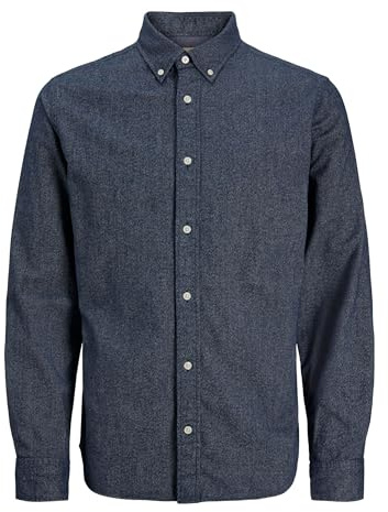 JACK & JONES Flannel Shirt Ch Jprblubarkley X-mas L/S-Maglietta in Flanella, Blu Navy, L Uomo