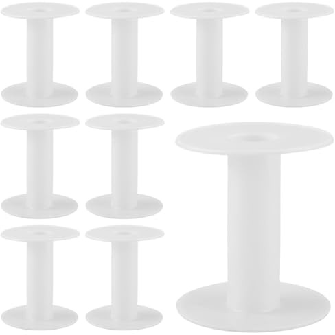 SUNNYCLUE 15Pcs 68 x 74mm Empty Plastic Spool Long Spools White Weaving Tread Chain Tape Wire Holder Organizer String Bulk for Crafts Cross Stitch Crochet Supplies Embroidery Needle Yarn Women Adults