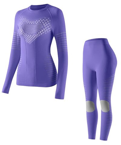 Letfool Functional Wear Seamless Thermal Underwear for Women Base Layer Compression Moisture Wicking Quick Dry Athletic Set