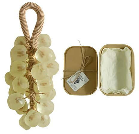 Sapone all'uva su una corda, barretta di oli essenziali in cristallo fatta a mano, idratante da appendere, per la decorazione del lavandino del bagno, detergente delicato, regalo decorativo per donne