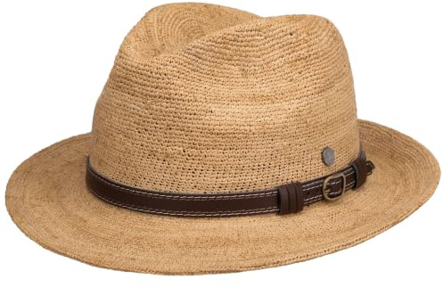 Lierys Classic Crochet Raffia Bogart Straw Hat Faux Leather Band Made in Italy Unisex Spring Summer