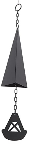 Gonetre vindspel triangel trädgårdsdekor utomhus svart järn hängande vindklocka med upphängningsring för gård uteplats heminredning storlek 45,5 x 8,5 x 7,6